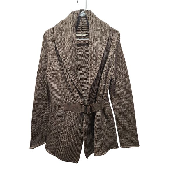 SOFT SURROUNDINGS Country Weekend Belted Wool Blend Sweater Cardigan Medium - Picture 1 of 9